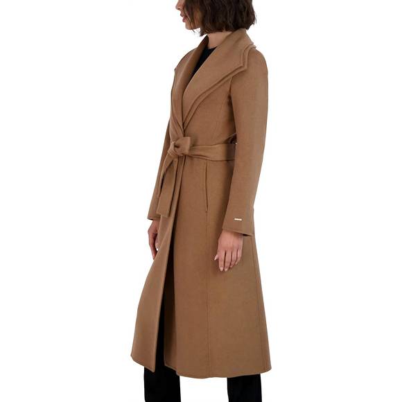 NEW ELIE TAHARI maxi double face belted wrap coat in camel - Picture 3 of 5